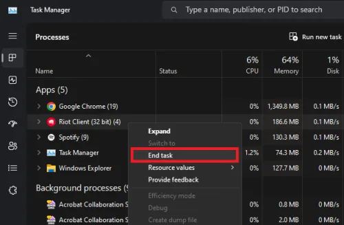 end riot client task