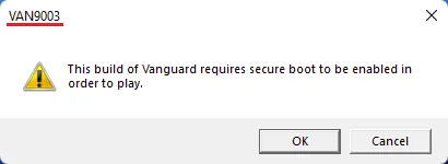 vanguard secure boot error for Valorant