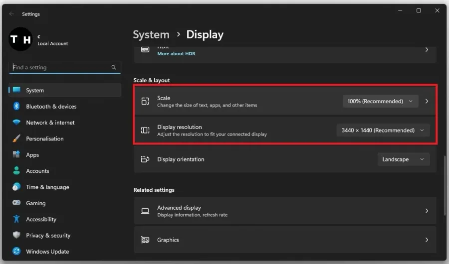 Windows Settings > System > Display > Scale & Layout