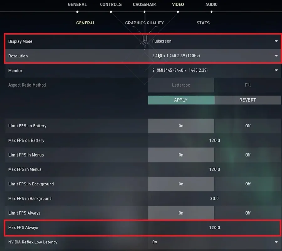 Video Settings > General