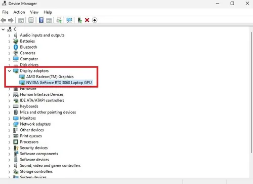 Device Manager > Display Adaptors