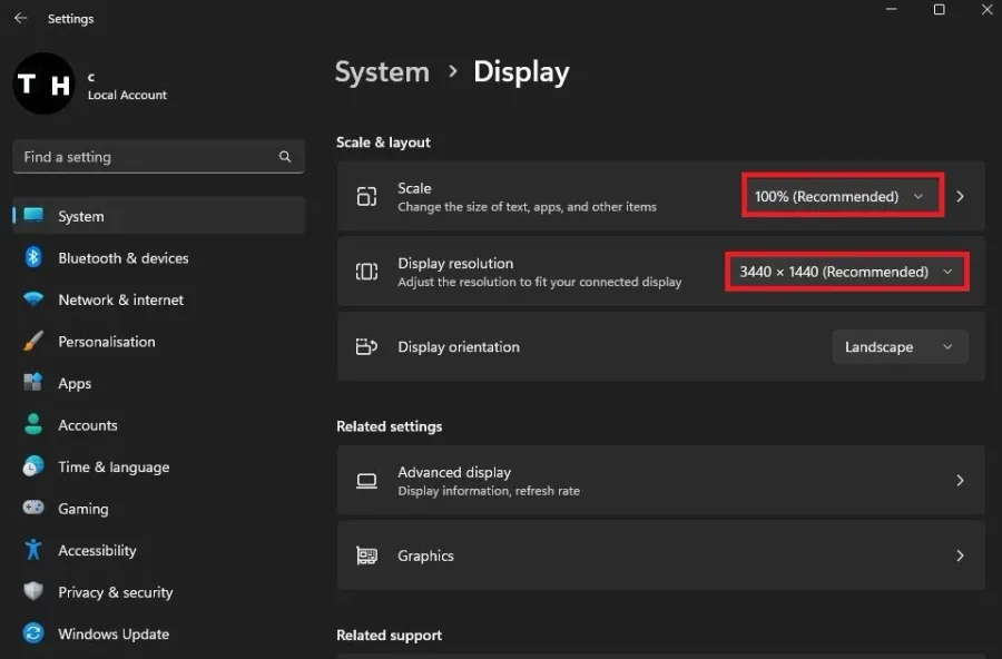 Windows Settings > System > Display