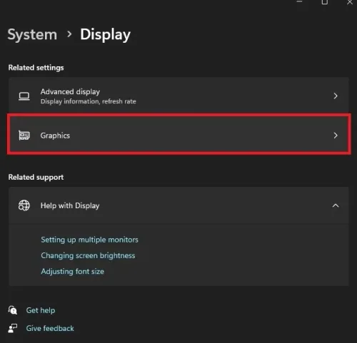 System Settings > Display > Graphics