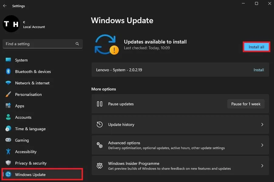Windows Settings > Windows Update