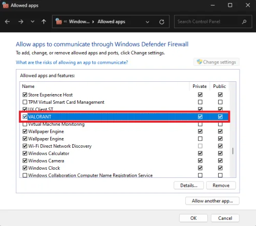 allowed apps in windows defender firewall