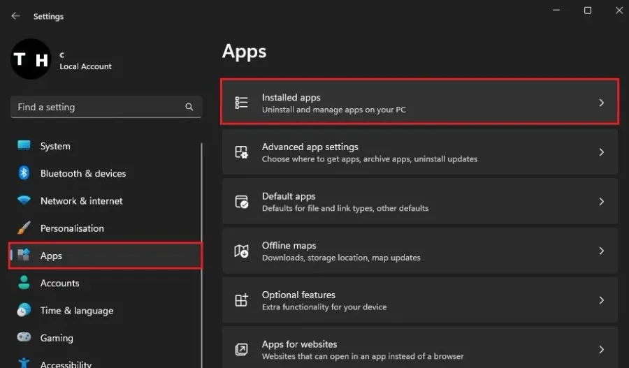 Windows Settings > Apps > Installed Apps