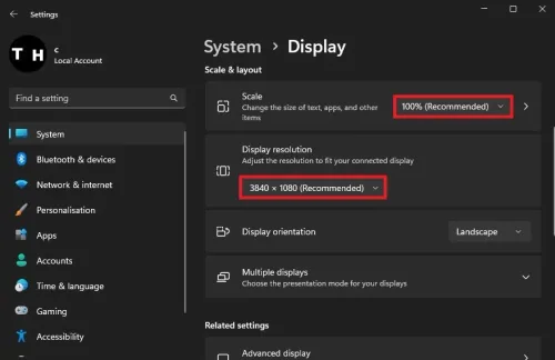 System Settings > Display