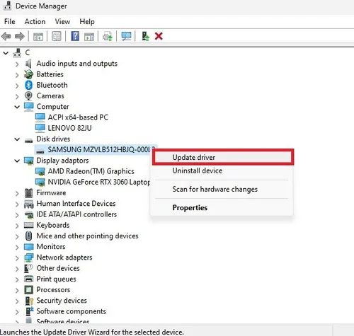 Update Driver > Search Automatically for Drivers