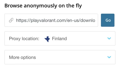 Select a different country and enter the link to download the Valorant installer.