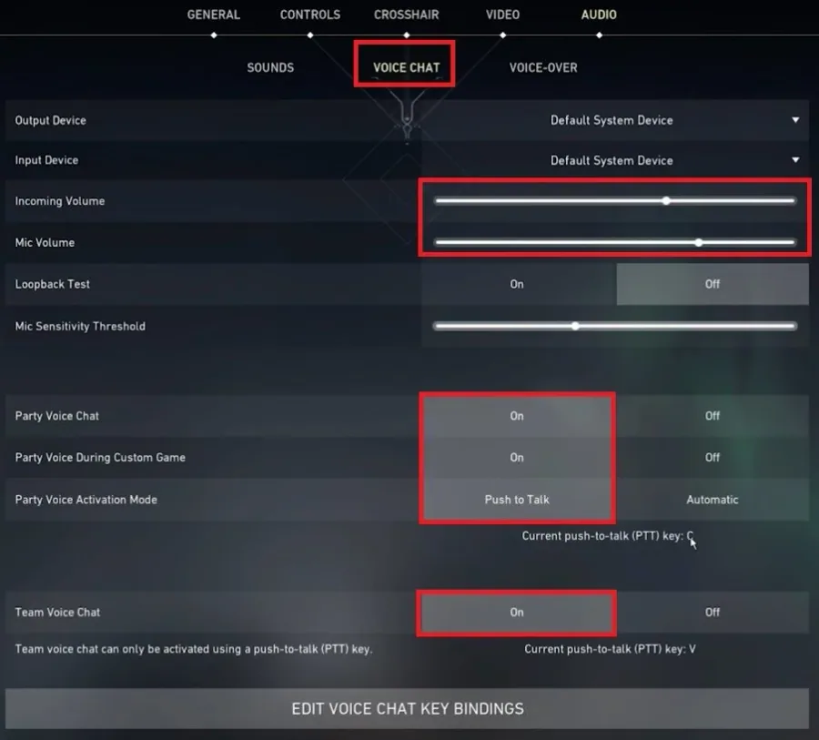 Valorant Audio Settings > Voice Chat
