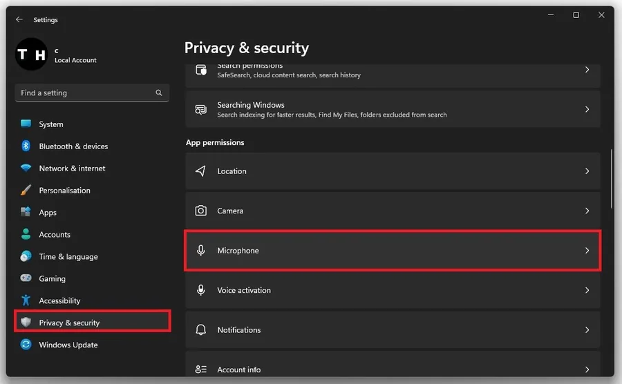 Windows Settings > Privacy & Security > Microphone
