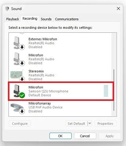 Enable your microphone in the sound control panel