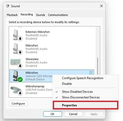 Microphone Properties