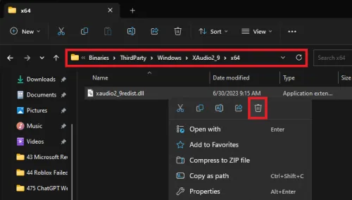delete the xaudio2_9redist.dll file