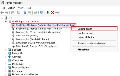update audio driver