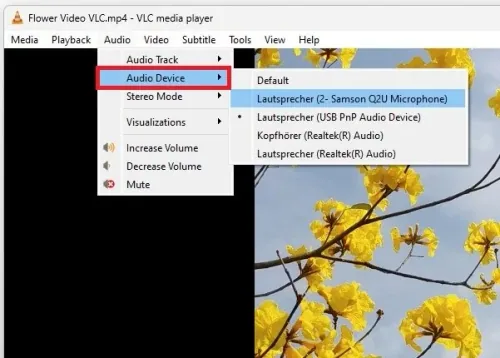 VLC Media Player > Audio Device
