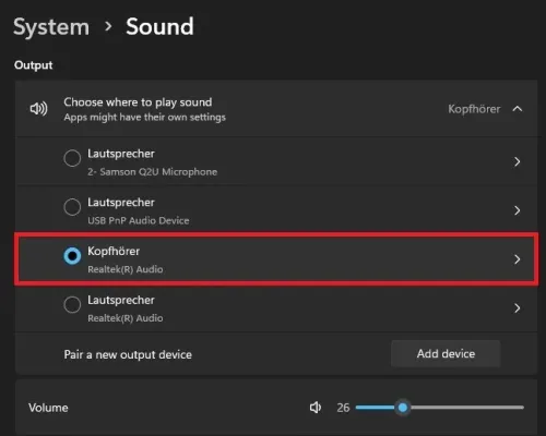 Windows Settings > System > Sound