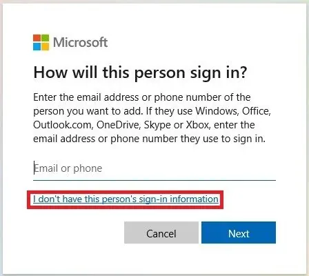 How will this person sign in?