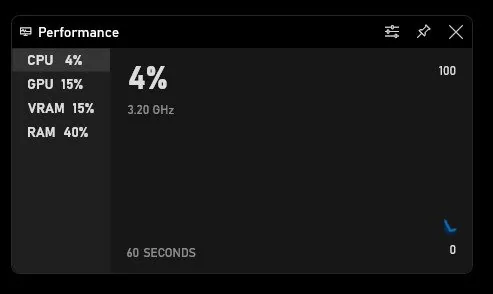 Xbox Game Bar Performance Widget
