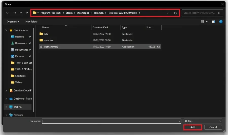 Program Files > Steam > steamapps > common > Total War Warhammer 3