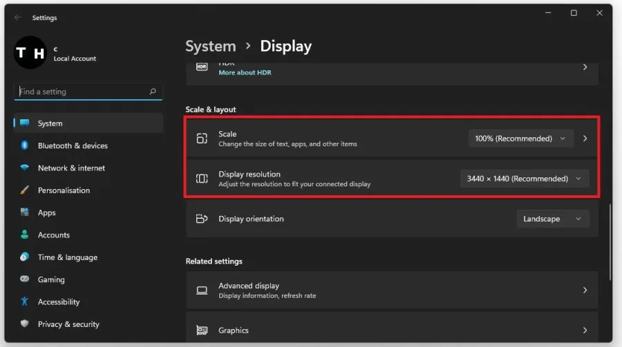 Windows Settings > System > Display > Scale & Layout