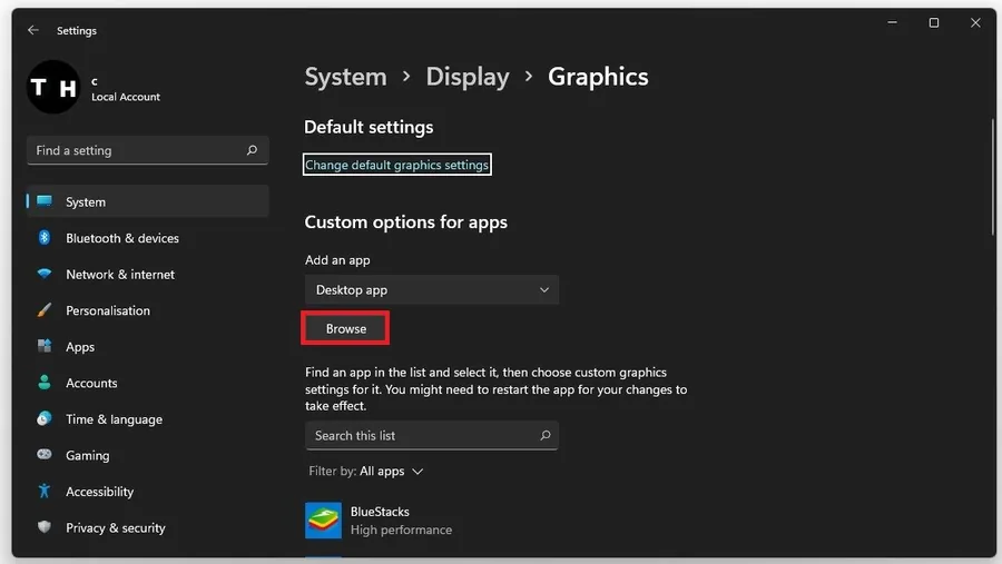 System Settings > Display > Graphics