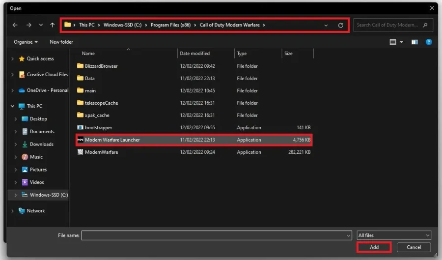 Program Files > Call of Duty Modern Warfare