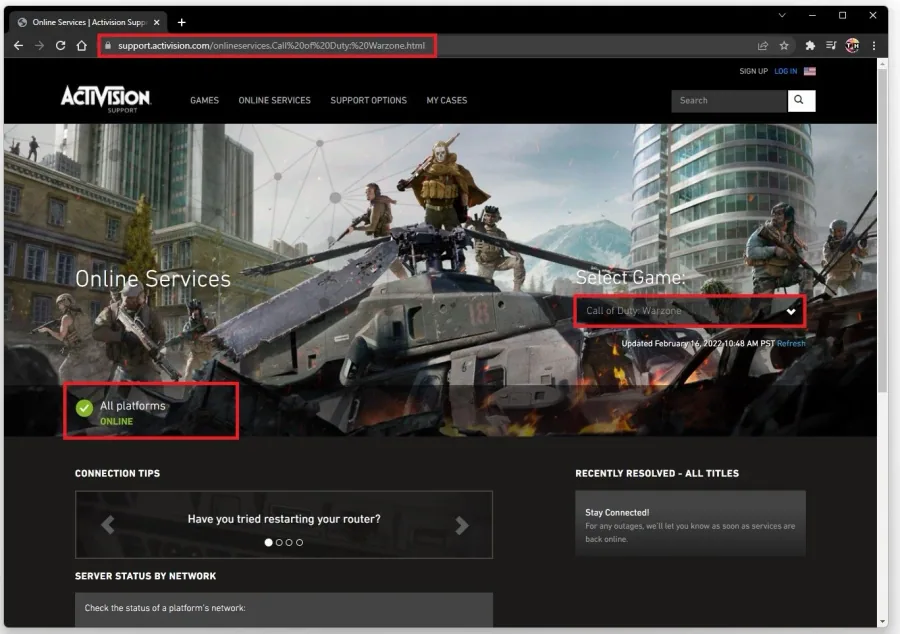 Activision Server Status