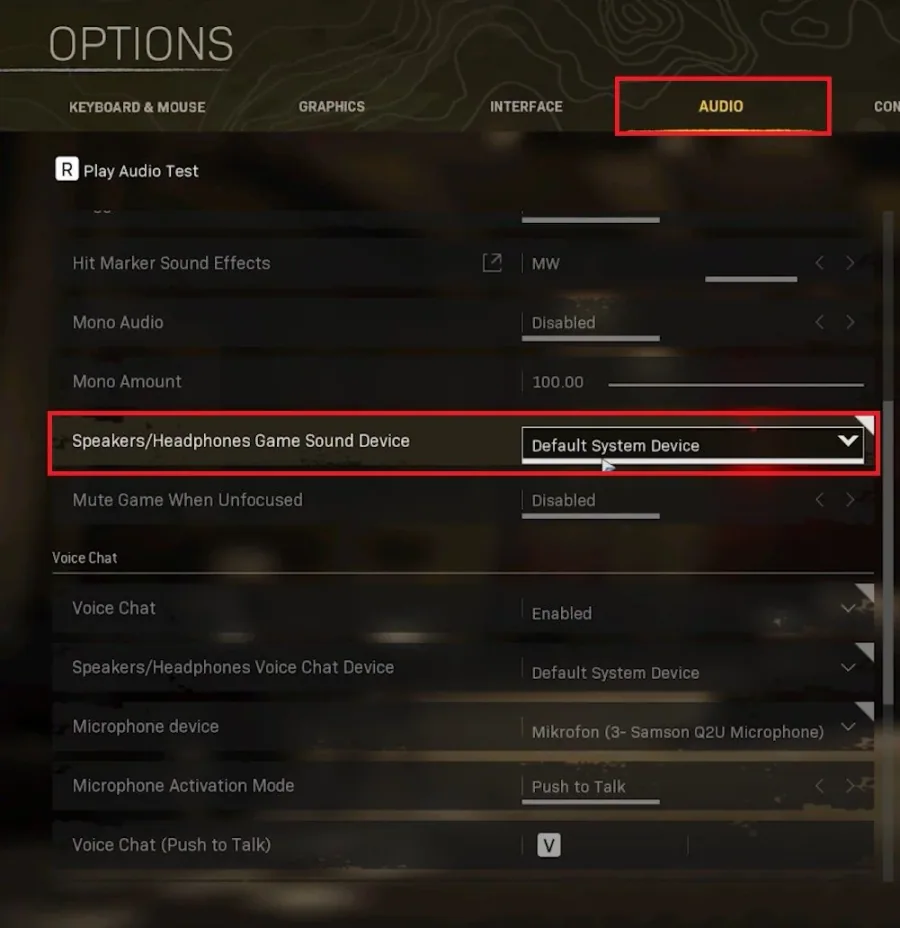 Warzone Settings > Audio