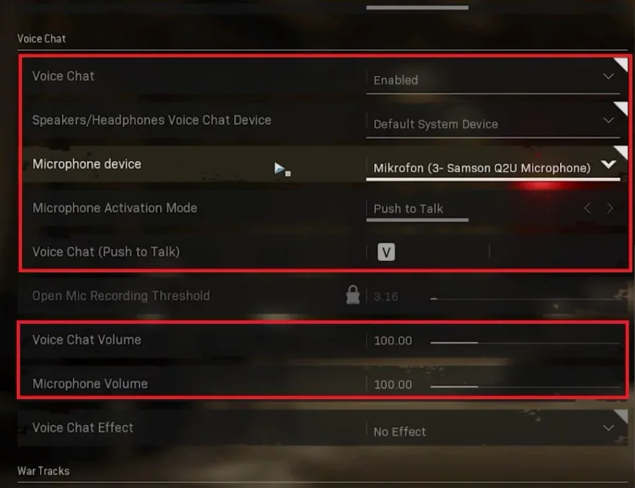 Warzone Settings > Audio > Voice Chat
