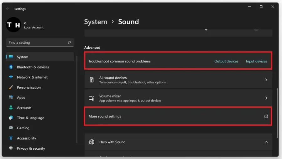 Sound Settings > Troubleshoot common sound problems
