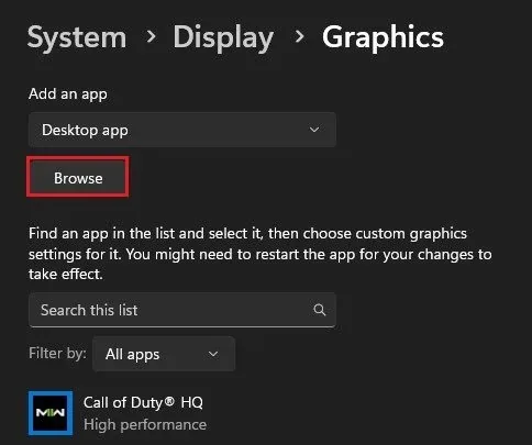 Windows Settings > System > Display > Graphics