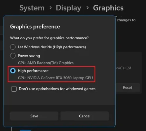 Windows Settings > System > Display > Graphics