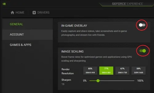 GeForce Experience > Settings > General