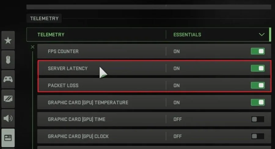 Modern Warfare 2 > Interface Settings > Telemetry