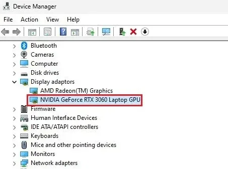 Device Manager > Display Adaptors