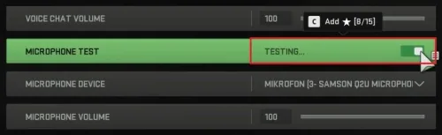Set the Voice Chat Volume to 100 or 90 if you’re using an external audio interfac…