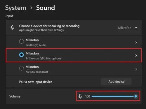 Windows Settings > System > Sound