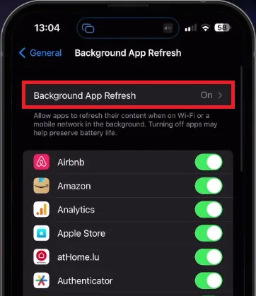 enable background app refresh