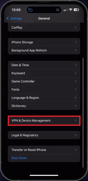 disable VPN connection