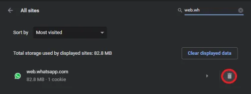delete whatsapp web data