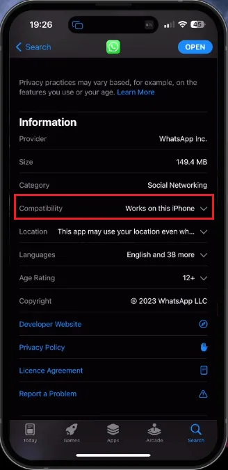 verifiy the whatsapp compatibility