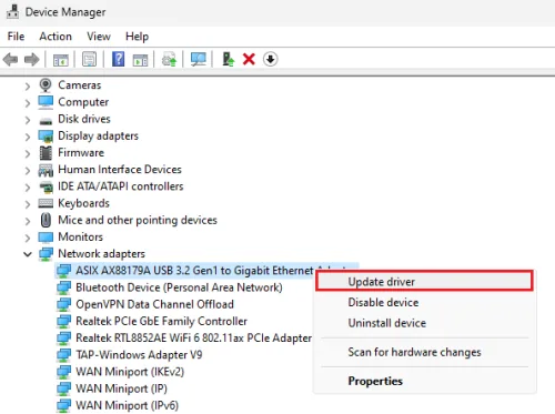 update network adapter driver