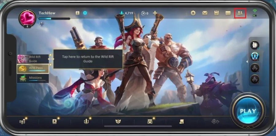 Wild Rift main menu > Social Icon