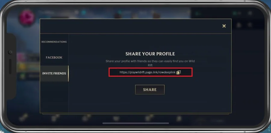 Wild Rift Friends > Invite Friends > Share your Profile