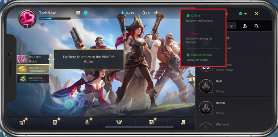 Wild Rift Friends Tab > Online Status