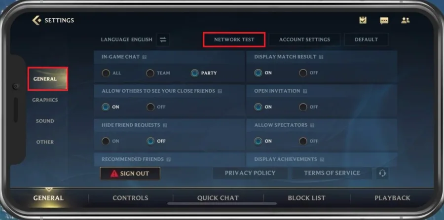 Wild Rift Settings > General