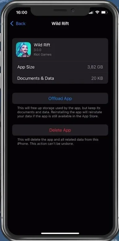 iPhone Settings > General > iPhone Storage