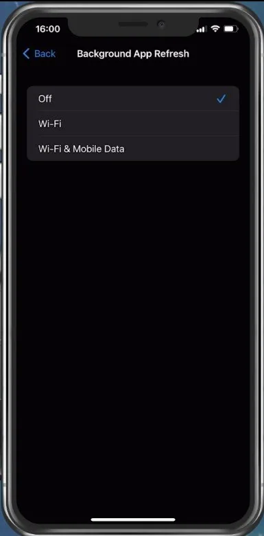 iPhone Settings > General > Background App Refresh