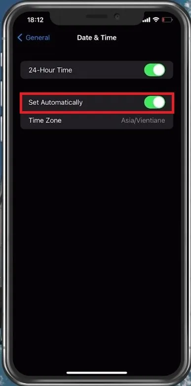 iPhone Settings > General > Date & Time